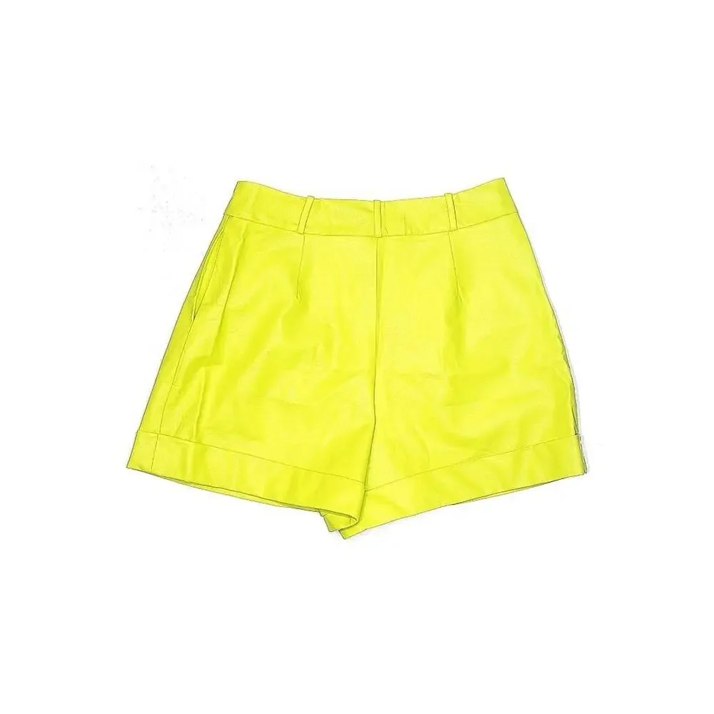 The Bar Dylan Shorts Faux Leather Neon Pistachio 8